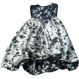 Shoshanna Isabell Strapless Dress Midnight Evening Gown Ivory Black Floral 10